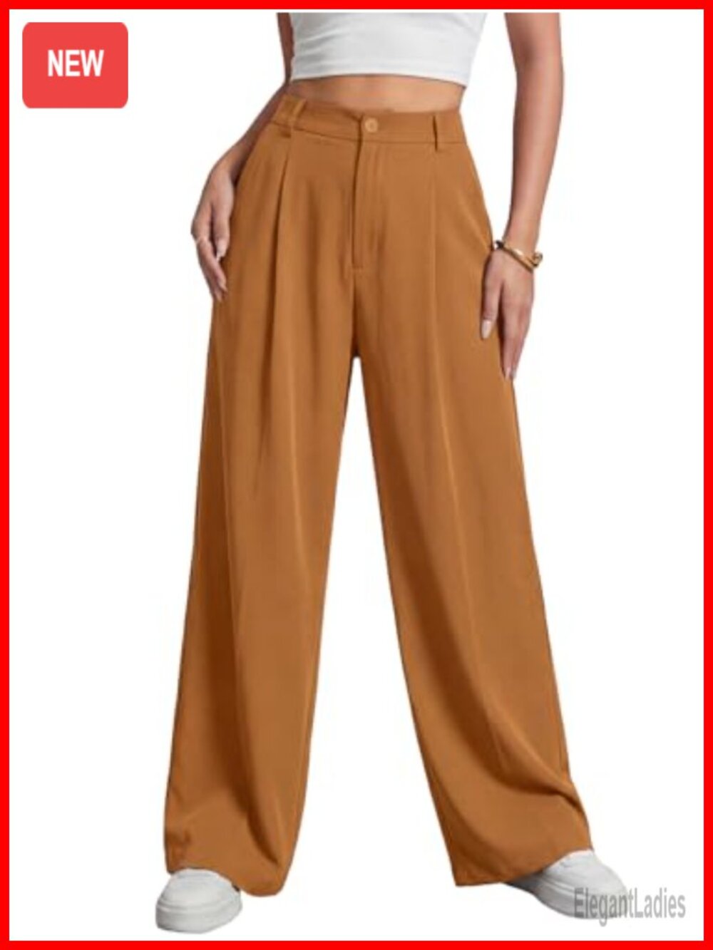 Women's Wide Leg High Waist Pleated Work Dress Pants Trousers